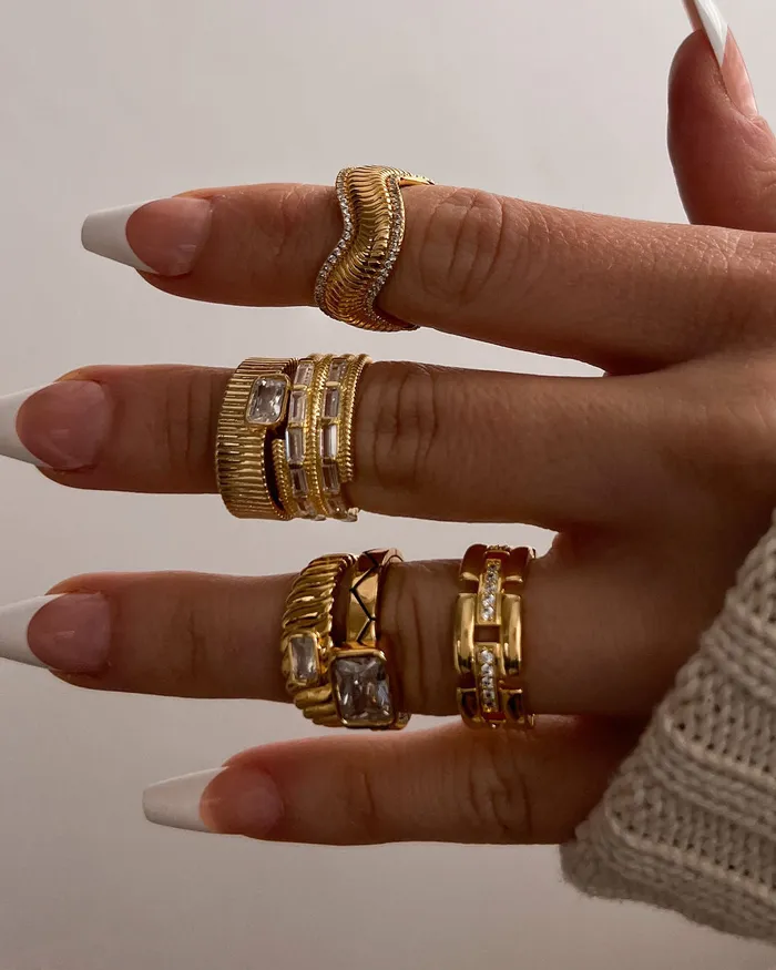 Luv Aj Rings The Wavey Snake Chain Ring Gold Luv Aj Rings The Wavey Snake Chain Ring Gold