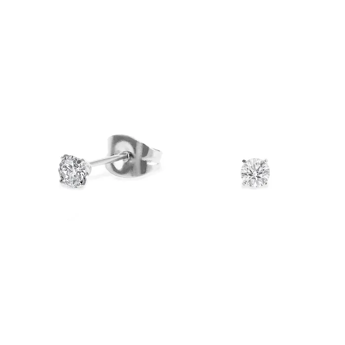 miabijoux Earrings Stainless 3 mm round zirconia stud earrings
