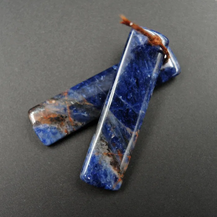 Natural African Orange Sodalite Rectangle Cabochon Cab Pair Drilled Matched Earrings Bead Pair Natural Stone E2282 Intrinsic Trading Earrings