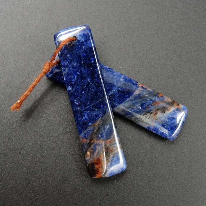 Natural African Orange Sodalite Rectangle Cabochon Cab Pair Drilled Matched Earrings Bead Pair Natural Stone E2282 Intrinsic Trading Earrings