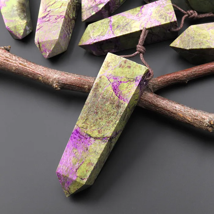 Natural Atlantisite Stichtite Pendant Side Drilled Crystal Point Gemstone Pendulum A4 Intrinsic Trading Necklaces Natural Atlantisite Stichtite Pendant Side Drilled Crystal Point Gemstone Pendulum A4 Intrinsic Trading Necklaces