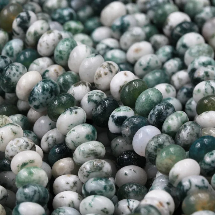 Natural Green Tree Agate 6mm 8mm Rondelle Smooth Beads 155 Strand Intrinsic Trading Necklaces