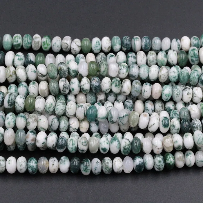 Natural Green Tree Agate 6mm 8mm Rondelle Smooth Beads 155 Strand Intrinsic Trading Necklaces