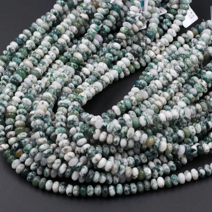 Natural Green Tree Agate 6mm 8mm Rondelle Smooth Beads 155 Strand Intrinsic Trading Necklaces