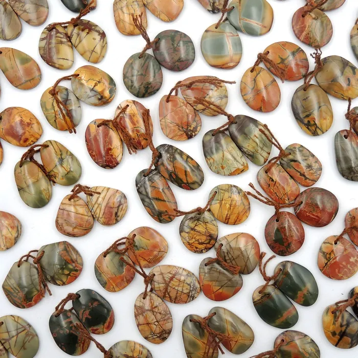 Natural Red Creek Jasper Freeform Earring Pair Cabochon Cab Drilled Matched Gemstone Bead Pair Aka Multicolor Picasso Jasper Intrinsic Trading Earrings Natural Red Creek Jasper Freeform Earring Pair Cabochon Cab Drilled Matched Gemstone Bead Pair Aka Multicolor Picasso Jasper Intrinsic Trading Earrings