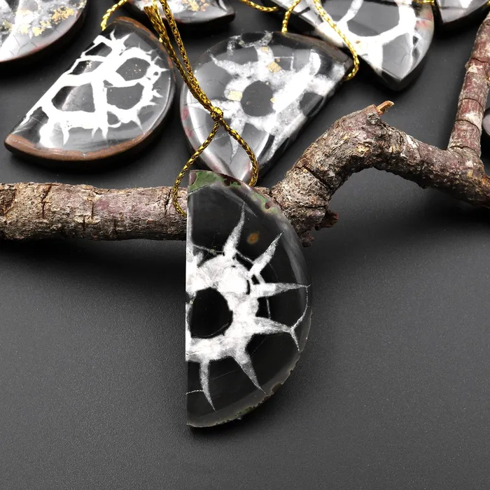Natural Septarian Fossil Half Moon Cresecent Pendant A2 Intrinsic Trading Necklaces Natural Septarian Fossil Half Moon Cresecent Pendant A2 Intrinsic Trading Necklaces