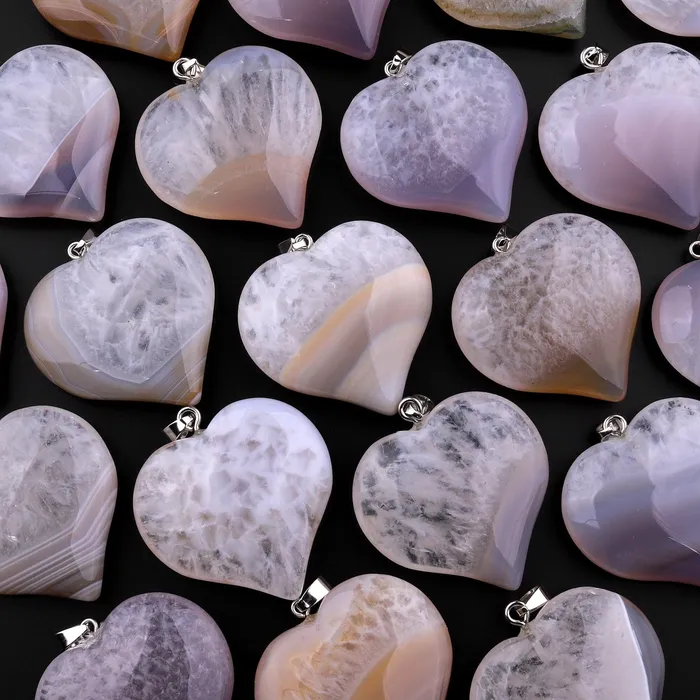 Necklaces AAA Natural Phantom Agate Druzy Pendant Heart Shape Gemstone Intrinsic Trading Necklaces AAA Natural Phantom Agate Druzy Pendant Heart Shape Gemstone Intrinsic Trading