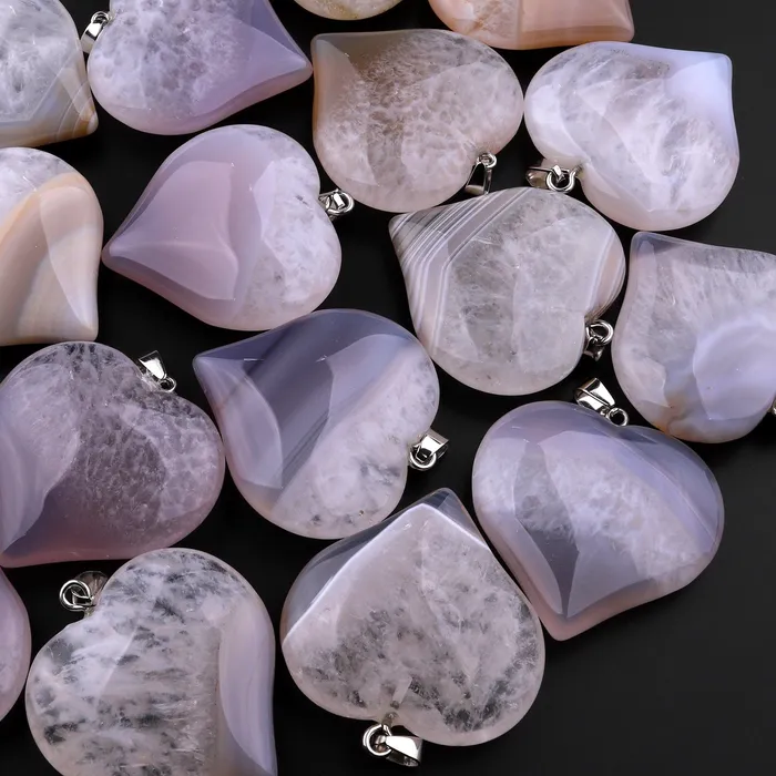 Necklaces AAA Natural Phantom Agate Druzy Pendant Heart Shape Gemstone Intrinsic Trading