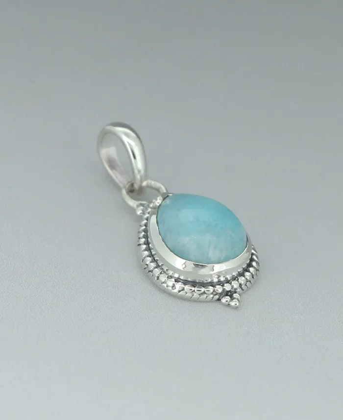Necklaces Buddha Groove Sterling Silver Larimar Teardrop Pendant