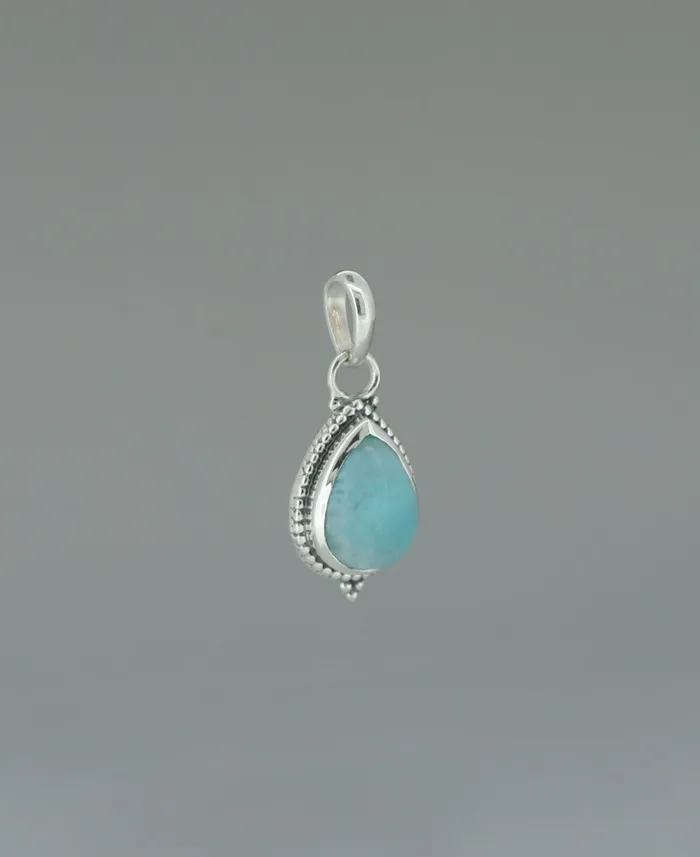 Necklaces Buddha Groove Sterling Silver Larimar Teardrop Pendant