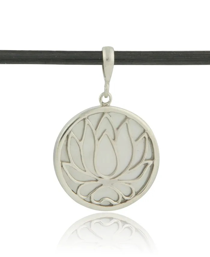Necklaces Buddha Groove Sterling Silver Lotus Pendant with Mother of Pearl