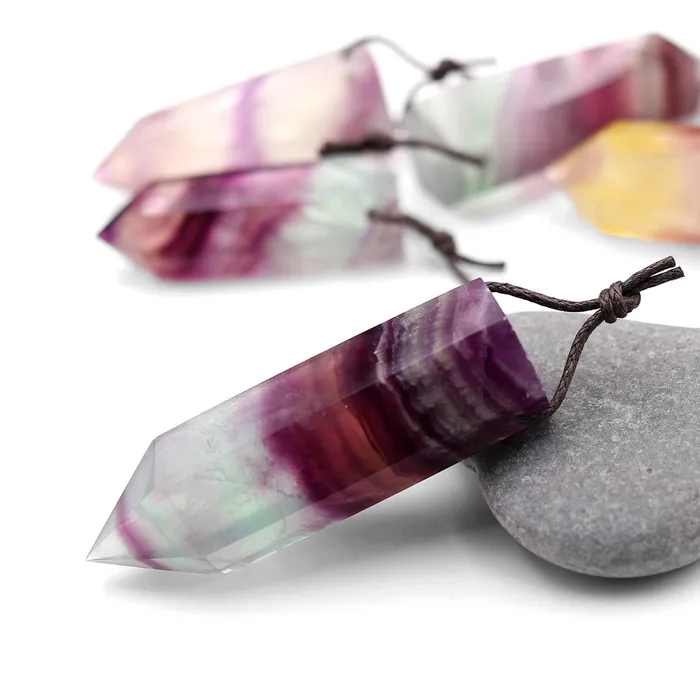 Necklaces Intrinsic Trading AAA Natural Candy Fluorite Faceted Crystal Point Pendant Side Drilled Gemstone Tower Pendulum A10 Necklaces Intrinsic Trading AAA Natural Candy Fluorite Faceted Crystal Point Pendant Side Drilled Gemstone Tower Pendulum A10