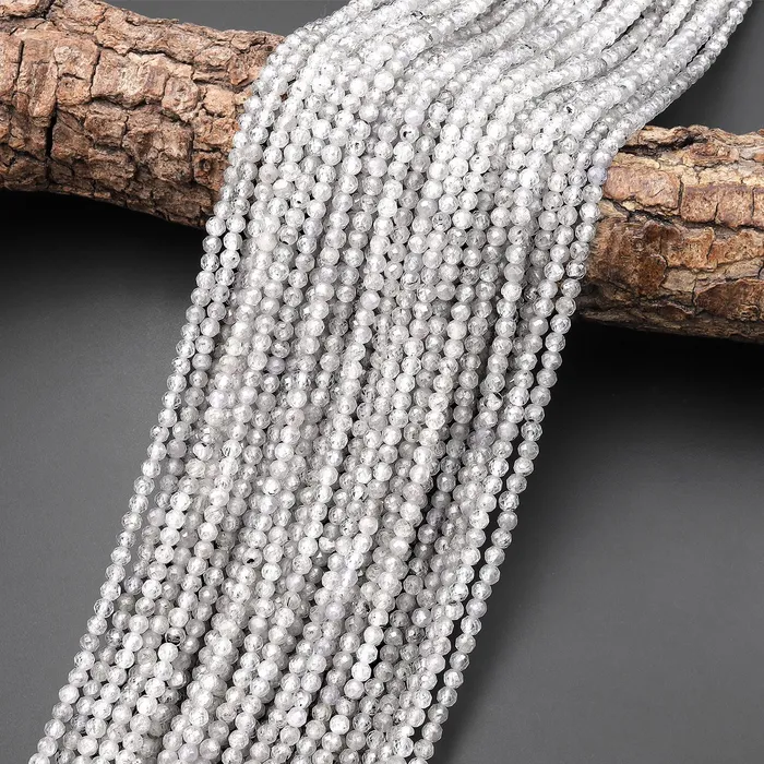 Necklaces Intrinsic Trading AAA Natural Silver Zircon Faceted Round Beads 2mm 3mm Gemstone 155 Strand