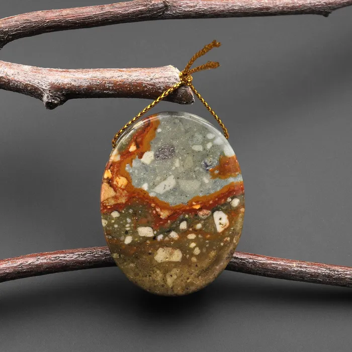 Necklaces Intrinsic Trading Natural Owyhee Picture Jasper Oval Pendant Side Drilled A2 Necklaces Intrinsic Trading Natural Owyhee Picture Jasper Oval Pendant Side Drilled A2
