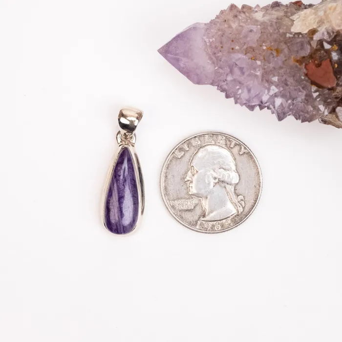 Necklaces Sugilite Pendant 401 g 32x10mm 925 Silver InnerVision Crystals