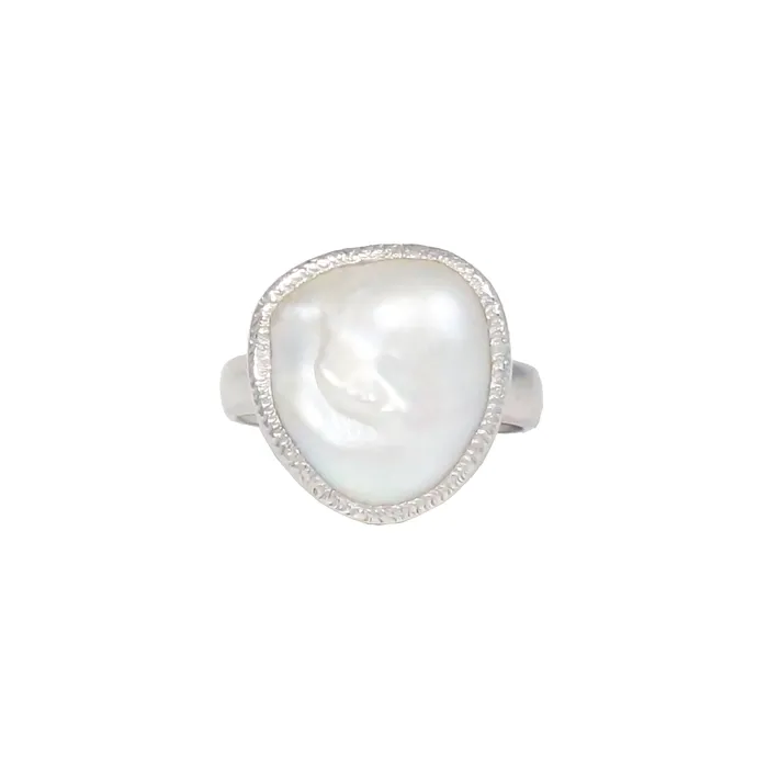 Q Evon Rings Silver Baroque Pearl Ring