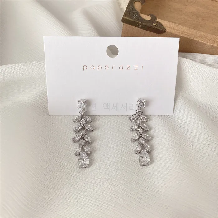 Refined by AnnaKaci Earrings Silver Leaf Tassel Dangle Earring