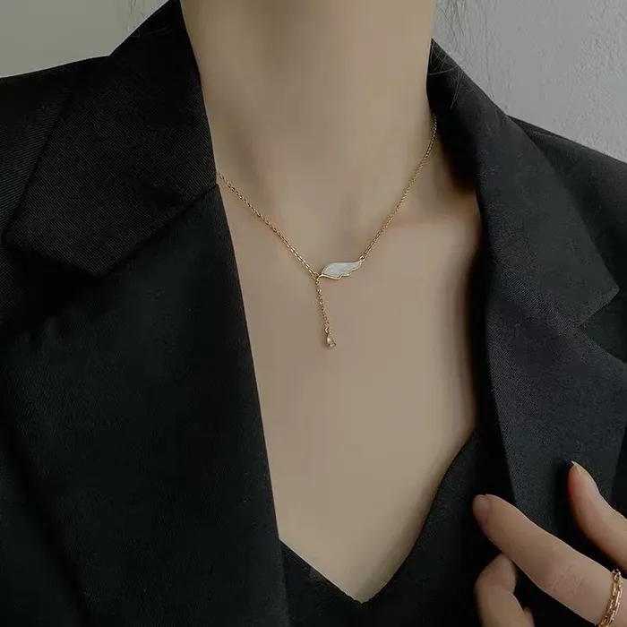 Refined by AnnaKaci Feather Drop Necklace Necklaces