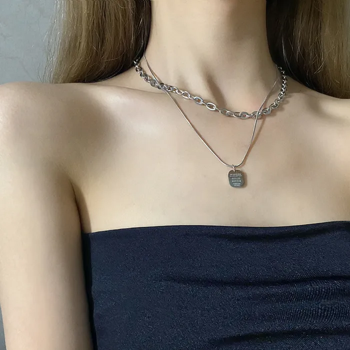 Refined by AnnaKaci Necklaces Silver Layered Chain Necklace with Silver Plate Refined by AnnaKaci Necklaces Silver Layered Chain Necklace with Silver Plate