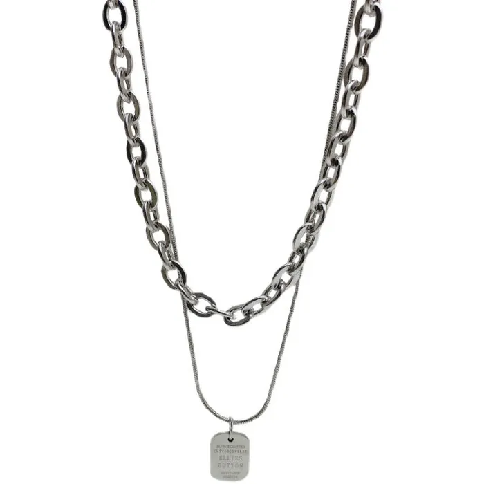 Refined by AnnaKaci Necklaces Silver Layered Chain Necklace with Silver Plate Refined by AnnaKaci Necklaces Silver Layered Chain Necklace with Silver Plate