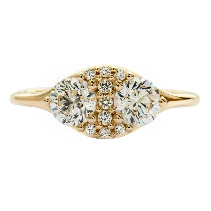 Rings ARTEMER Dual Diamond Engagement Ring with a Cluster of Brilliant Cut Diamonds Rings ARTEMER Dual Diamond Engagement Ring with a Cluster of Brilliant Cut Diamonds