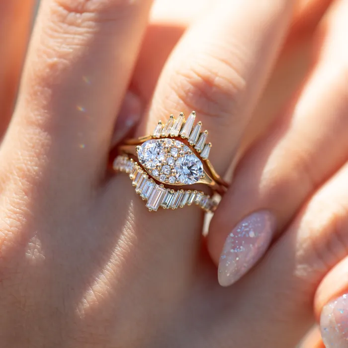 Rings ARTEMER Dual Diamond Engagement Ring with a Cluster of Brilliant Cut Diamonds Rings ARTEMER Dual Diamond Engagement Ring with a Cluster of Brilliant Cut Diamonds