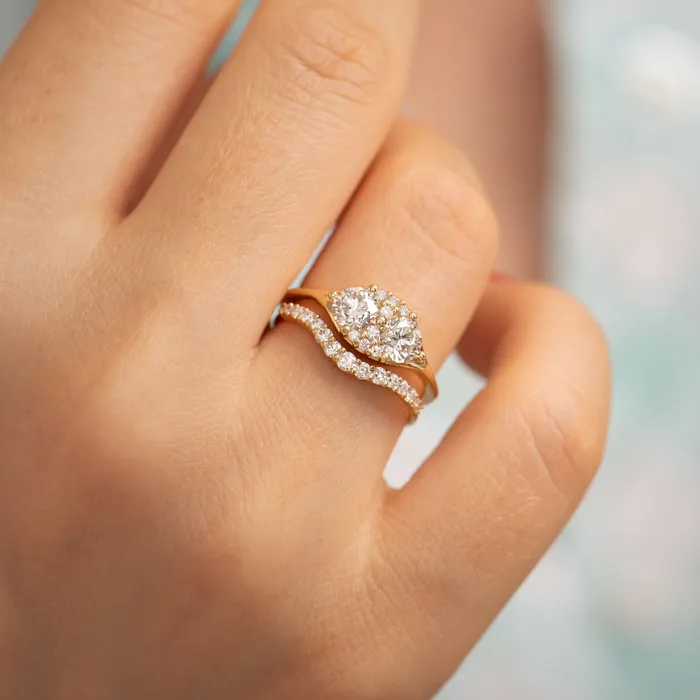 Rings ARTEMER Dual Diamond Engagement Ring with a Cluster of Brilliant Cut Diamonds Rings ARTEMER Dual Diamond Engagement Ring with a Cluster of Brilliant Cut Diamonds