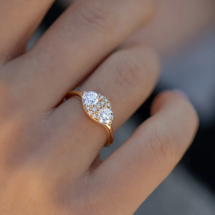 Rings ARTEMER Dual Diamond Engagement Ring with a Cluster of Brilliant Cut Diamonds Rings ARTEMER Dual Diamond Engagement Ring with a Cluster of Brilliant Cut Diamonds
