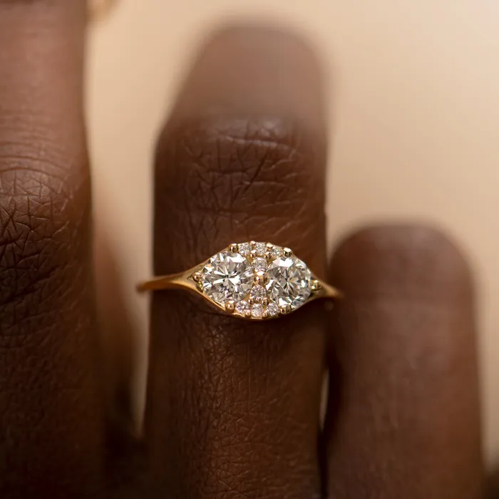 Rings ARTEMER Dual Diamond Engagement Ring with a Cluster of Brilliant Cut Diamonds Rings ARTEMER Dual Diamond Engagement Ring with a Cluster of Brilliant Cut Diamonds