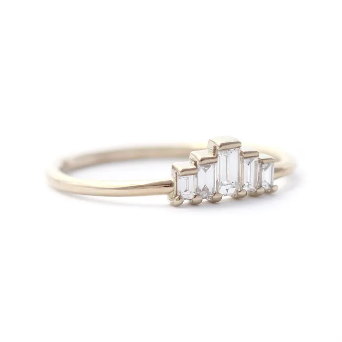 Rings ARTEMER Five Baguette Diamonds Engagement Ring 025 Carat Diamond Ring Rings ARTEMER Five Baguette Diamonds Engagement Ring 025 Carat Diamond Ring