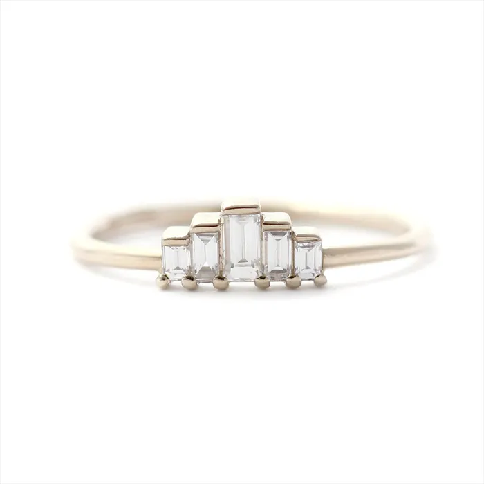 Rings ARTEMER Five Baguette Diamonds Engagement Ring 025 Carat Diamond Ring