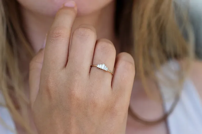 Rings ARTEMER Five Baguette Diamonds Engagement Ring 025 Carat Diamond Ring