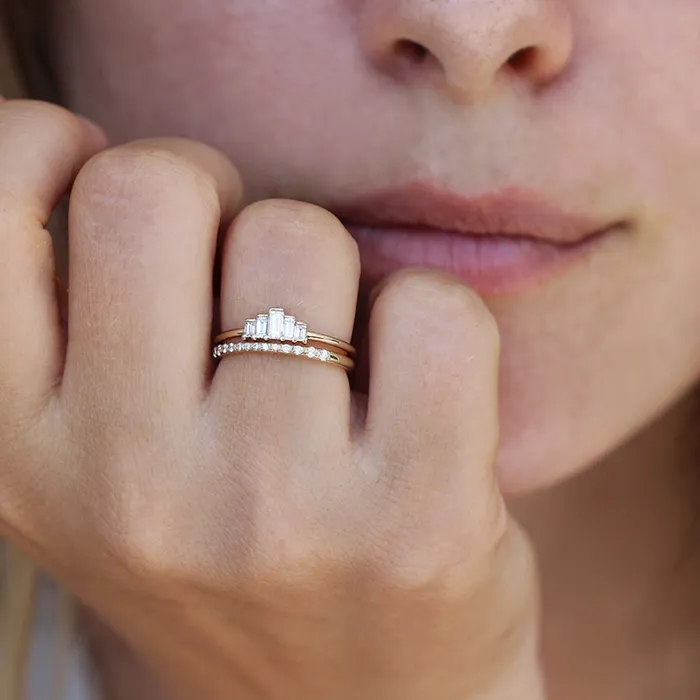 Rings ARTEMER Five Baguette Diamonds Engagement Ring 025 Carat Diamond Ring