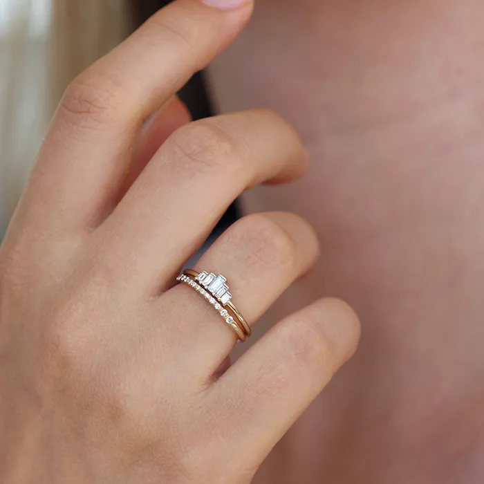 Rings ARTEMER Five Baguette Diamonds Engagement Ring 025 Carat Diamond Ring