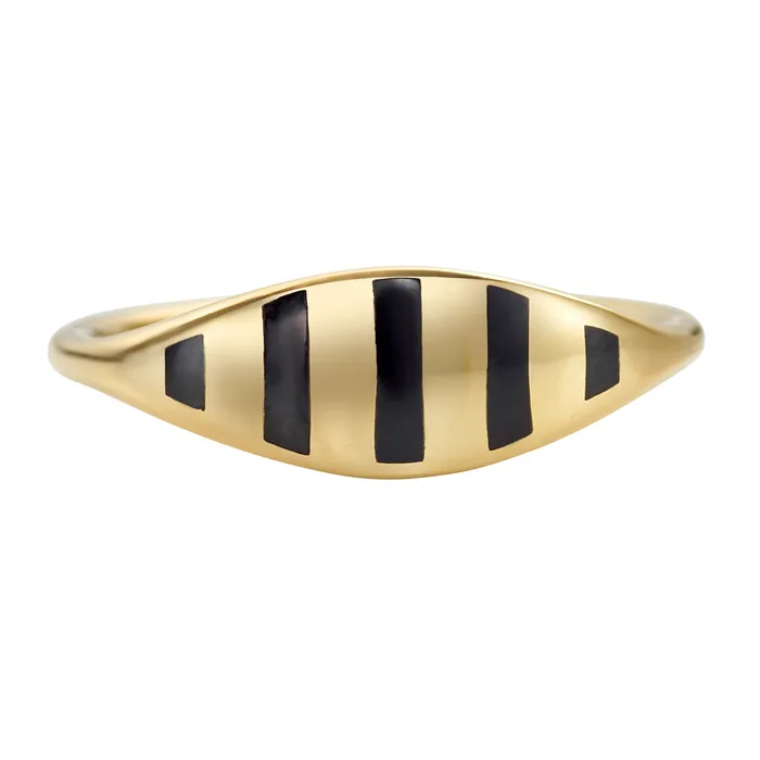 Rings ARTEMER Stria Gold and Black Enamel Ring