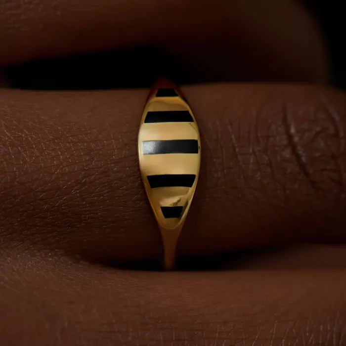 Rings ARTEMER Stria Gold and Black Enamel Ring Rings ARTEMER Stria Gold and Black Enamel Ring
