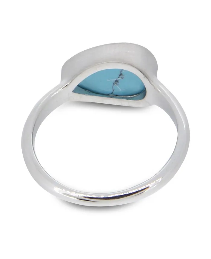 Rings Buddha Groove Turquoise Teardrop Shaped Gemstone Sterling Ring