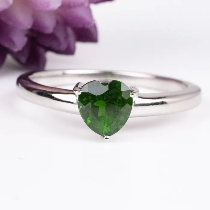 Rings Chrome Diopside 6mm Heart Ring 925 Silver Choose Size InnerVision Crystals Rings Chrome Diopside 6mm Heart Ring 925 Silver Choose Size InnerVision Crystals