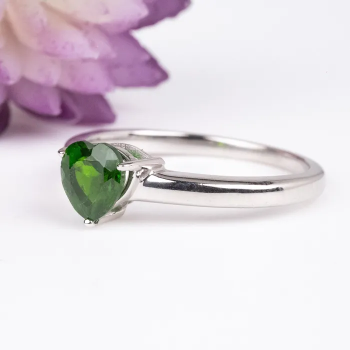 Rings Chrome Diopside 6mm Heart Ring 925 Silver Choose Size InnerVision Crystals