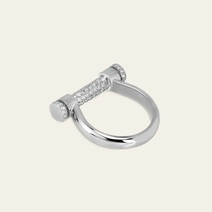 Rings Hand crafted in 18k rose gold and set with 90 highquality round brilliant cut diamonds Estribo Ring