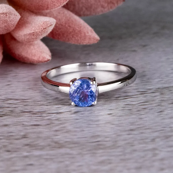 Rings InnerVision Crystals Tanzanite Ring 6mm 925 Silver Choose Size