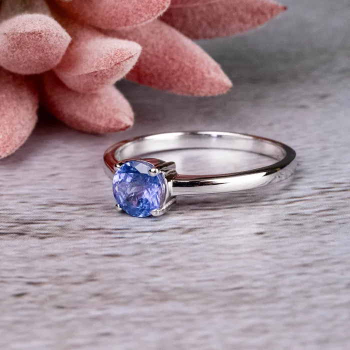 Rings InnerVision Crystals Tanzanite Ring 6mm 925 Silver Choose Size