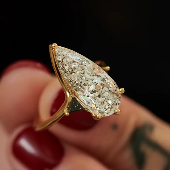 Rings Interstellar OOAK Salt Pepper Engagement Ring ARTEMER