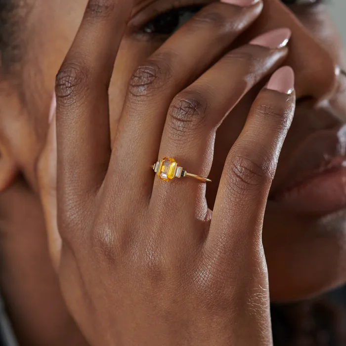 Rings OOAK Orion Orange Sapphire Black Diamond Engagement Ring ARTEMER
