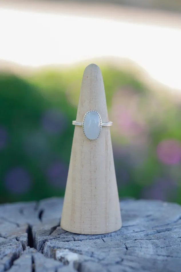 Rings Petite Oval Chalcedony Ring Size 55 Small N Simple Jewelry