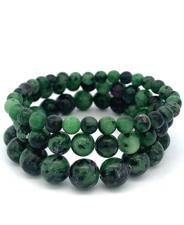 Ruby Zoisite Gemstone Bead Stretch Bracelet Buddha Groove Bracelets