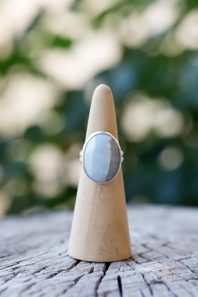 Small N Simple Jewelry Blue Opal Ring Size 75 Rings