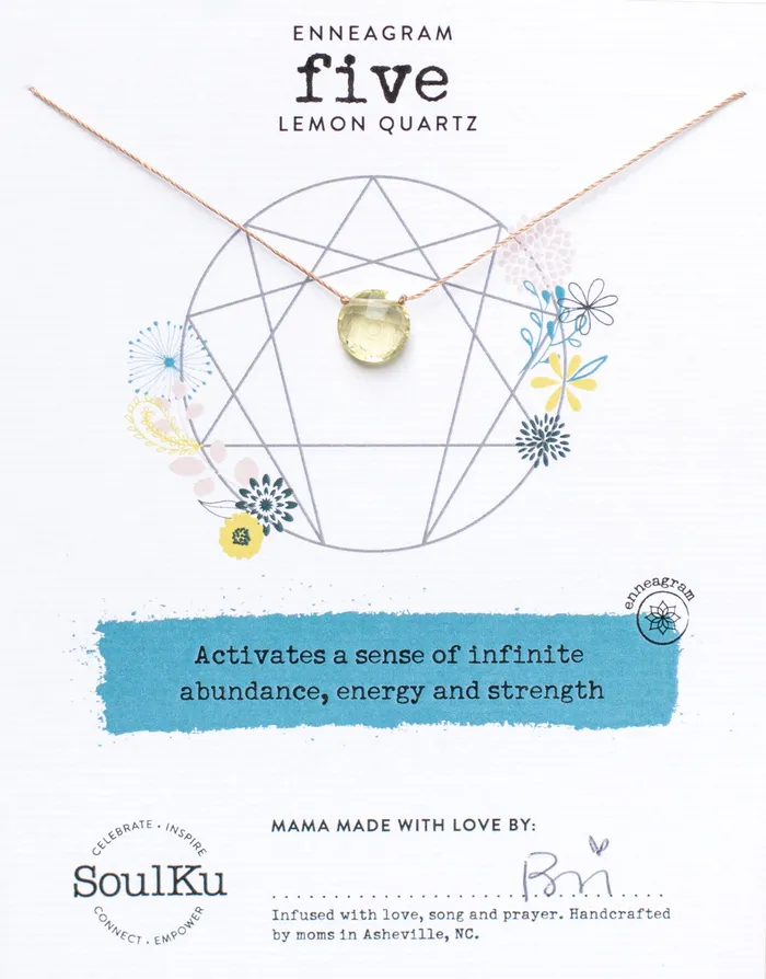 SoulKu Lemon Quartz Enneagram Necklace for Type Five Necklaces