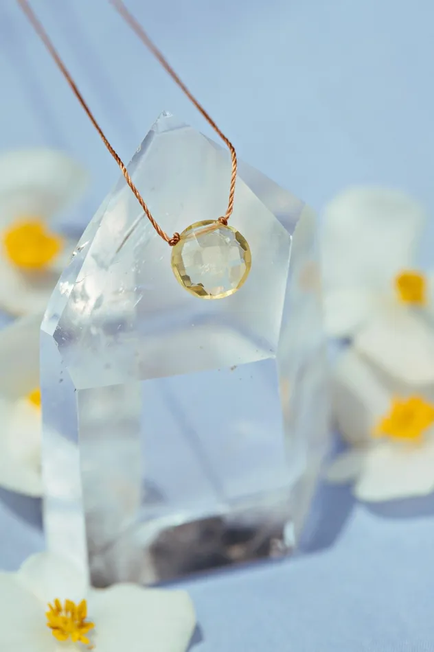 SoulKu Lemon Quartz Enneagram Necklace for Type Five Necklaces