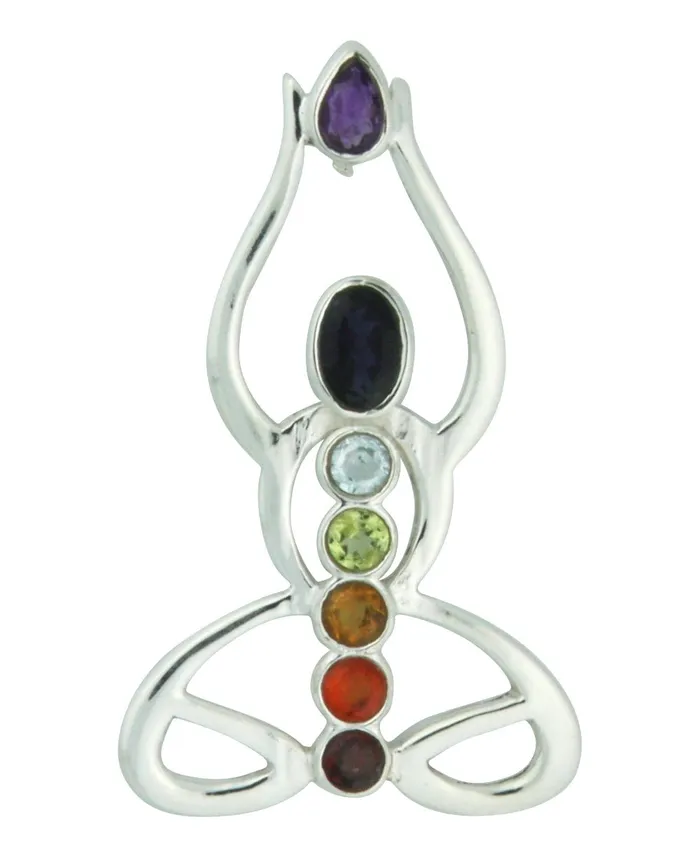 Sterling Silver Abstract Chakra Figure Pendant Buddha Groove Necklaces